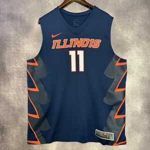 Nike Dri Fit Elite Illinois NCAAB‎ 2017-18 Away Game Jersey Mens XL Blue